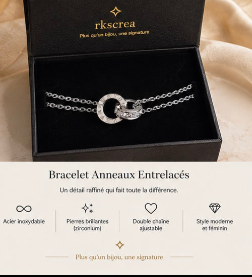 Bracelet anneaux entrelacées